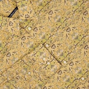 Northern Isles Shirt Mens XL Yellow Bird Floral Print Long Sleeve Button Up